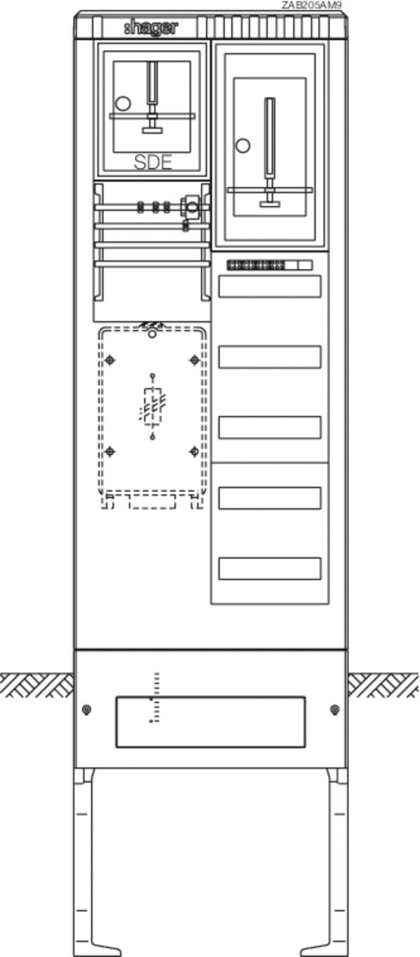 Komplettschrank AP 1Z 1stö 2Feld IP44 m.Schiene 2010x583x277mm