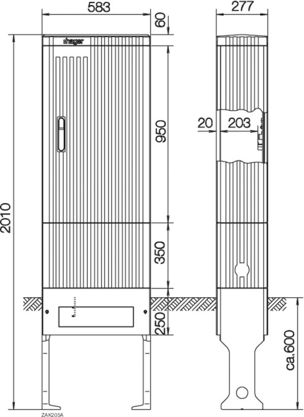 Kabelverteilersäule Baureihe 205 mit Sas 4xC