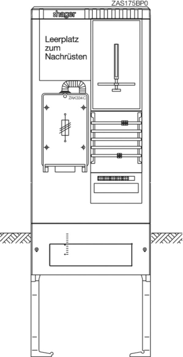 Zähleranschlusssäule 1Z 1stö 2Feld IP44 SS_5p 1710x583x277mm