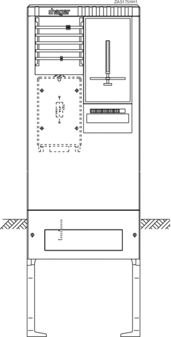 Zähleranschlusssäule 1Z 1stö 2Feld IP44 SS_5p VDEW 1710x583x277mm