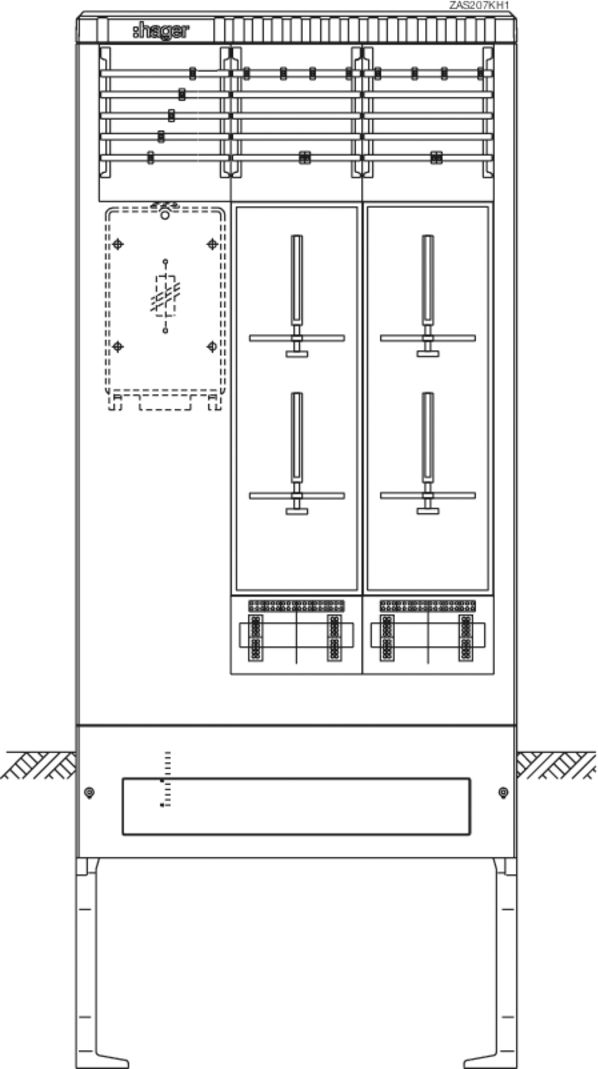 Zähleranschlusssäule 4Z 1stö 3Feld IP44 SS_5p VDEW 2010x839x277mm