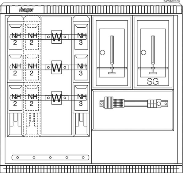 Komplettschrank AP 1stö 4Feld IP44 SS_4p 1005x1110x315mm