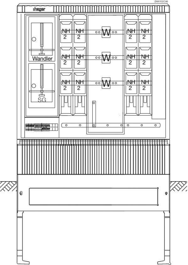 Komplettschrank AP 1stö 4Feld IP44 SS_4p 1905x1110x315mm