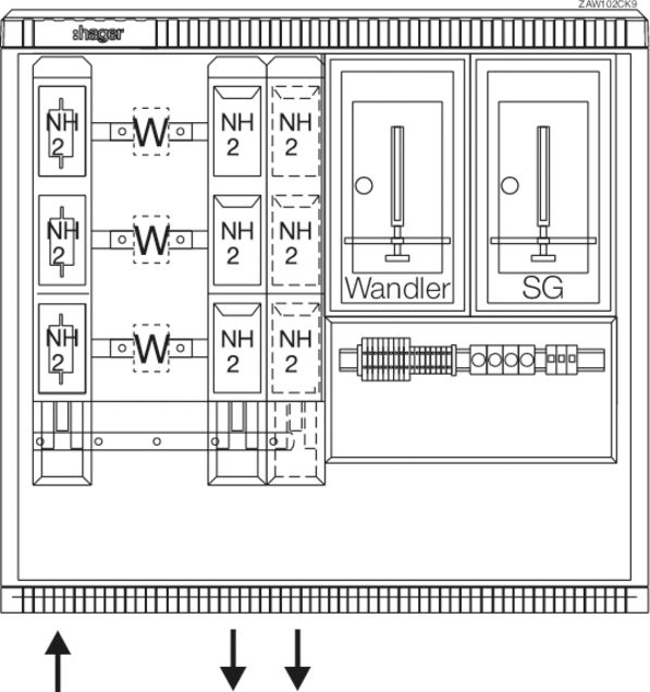 Komplettschrank AP 1stö 4Feld IP44 SS_4p 1005x1110x315mm