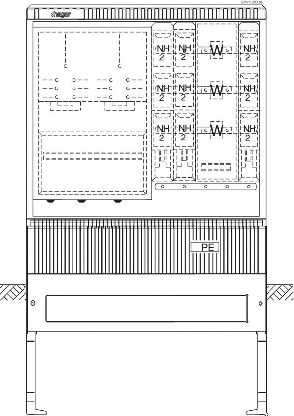 Komplettschrank AP 1stö 4Feld IP44 SS_4p 1905x1110x315mm