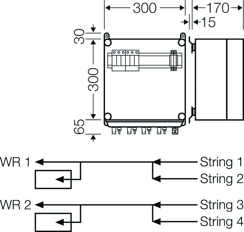 Klemmenkasten 16qmm 1f Kst 365x300x170mm AP IP65 hfr
