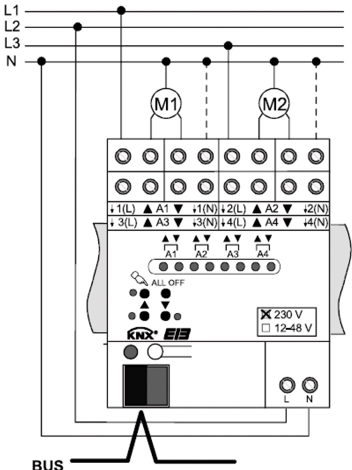 Jalousieaktor KNX REG 2f 6A Handbedien Vor Ort-/Handbedienung
