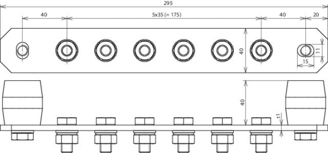 Potentialausgleichschiene V2A n.Klemme V2A Edelstahl (V2A) Aufb_fix
