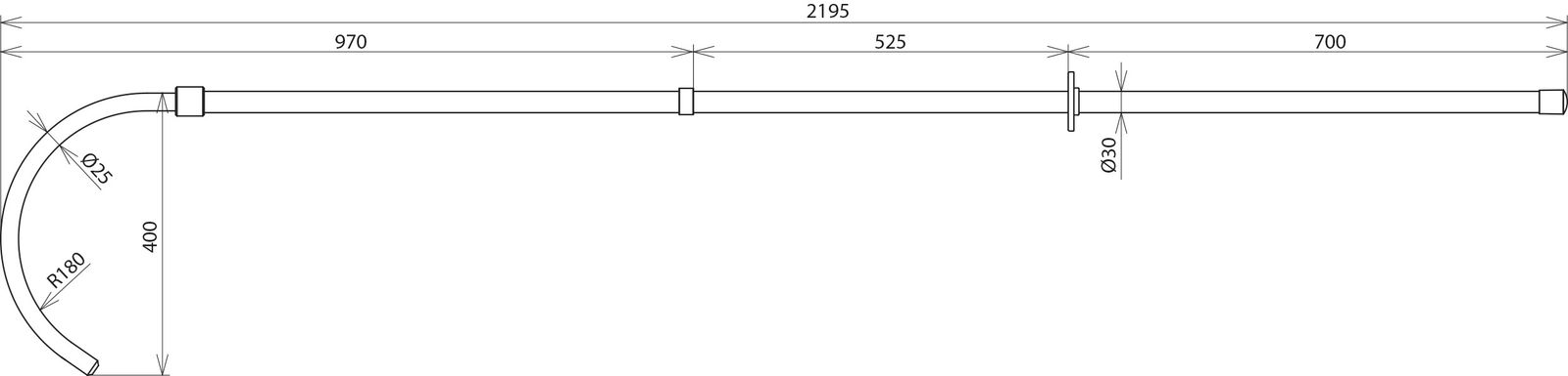 Rettungsstange 1-36kV 2195mm Ø30mm 970mm Innenraum- und Freiluftanlagen