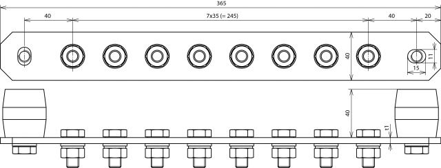 Potentialausgleichschiene 8rndl Cu n.Klemme V2A Edelstahl (V2A) Aufb_fix