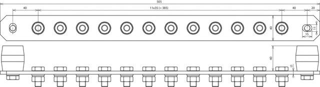 Potentialausgleichschiene Cu n.Klemme V2A Aufb_fix Edelstahl (V2A)