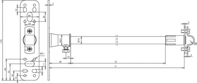 Distanzhalter L530/445mm Ø16mm V2A Edelstahl (V2A)