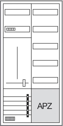 Komplettschrank AP/UP 1Z 1stö 2Feld IP44 SS_5p TH Thüringen 1100x550x205mm