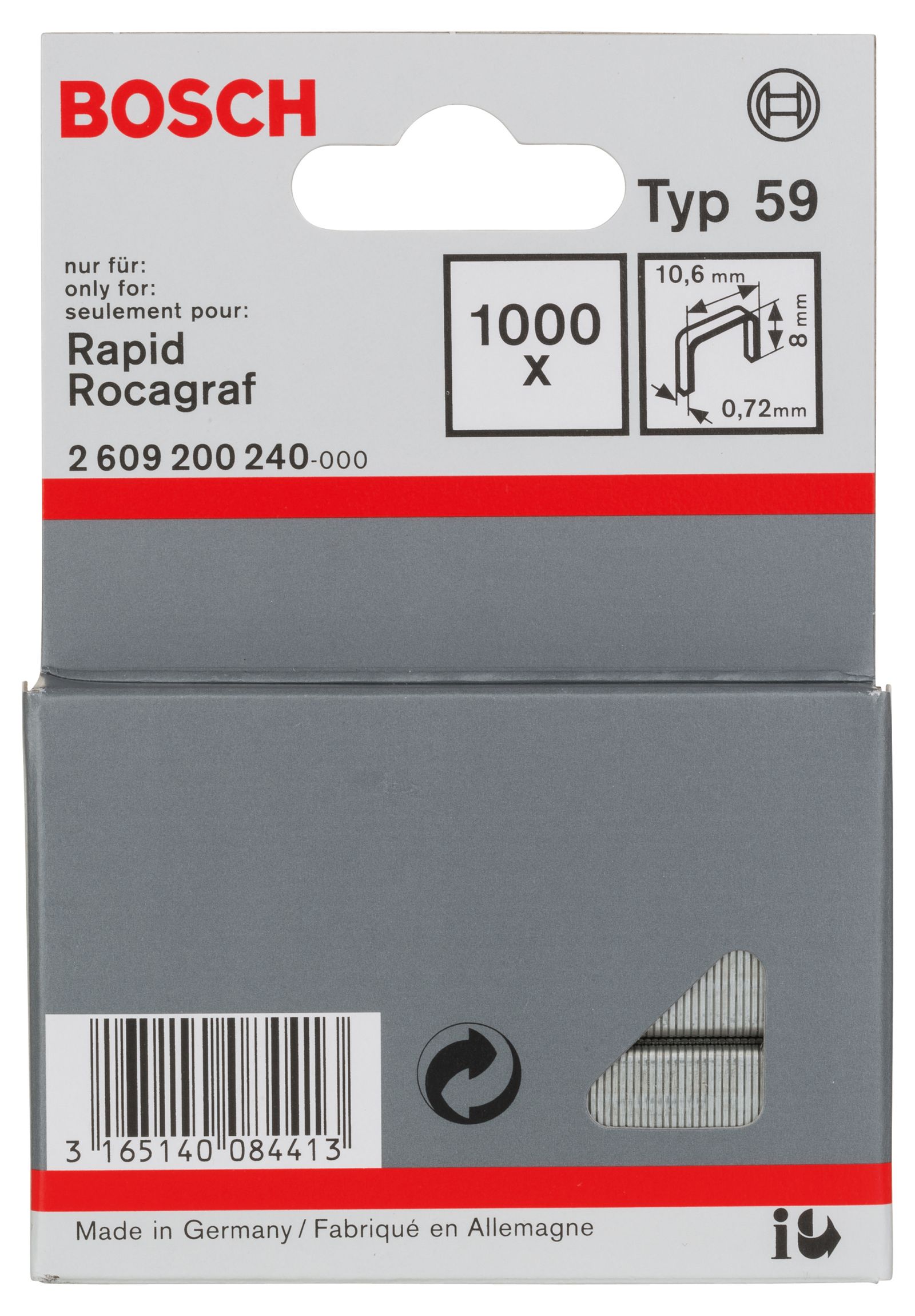 Tackerklammer Ø0,72x8mm