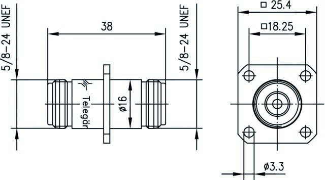 Koax-Kupplung N Buchse/Buchse 50Ohm ger Einb