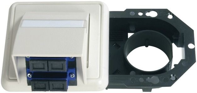 LWL-Anschlussdose 2xST/SC-Duplex ws Kanaleinb m.Buchse/Kupplung abgew
