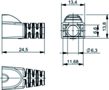 Knickschutz RJ-Typen Rundkabel bl Kst Ø6,3mmØ6,3mm