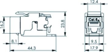 Modular-Buchse Cat6A RJ45 26-23AWG Feldkonf Schirm massiv f.Rundkabel