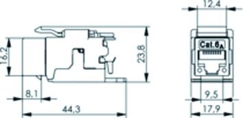 Modular-Buchse Cat6A RJ45 22-26AWG Litze Feldkonf Schirm massiv Schneidklemme IDC