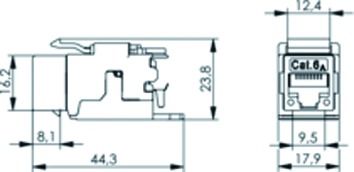 Modular-Buchse Cat6A RJ45 22-26AWG Litze Feldkonf Schirm massiv Schneidklemme IDC