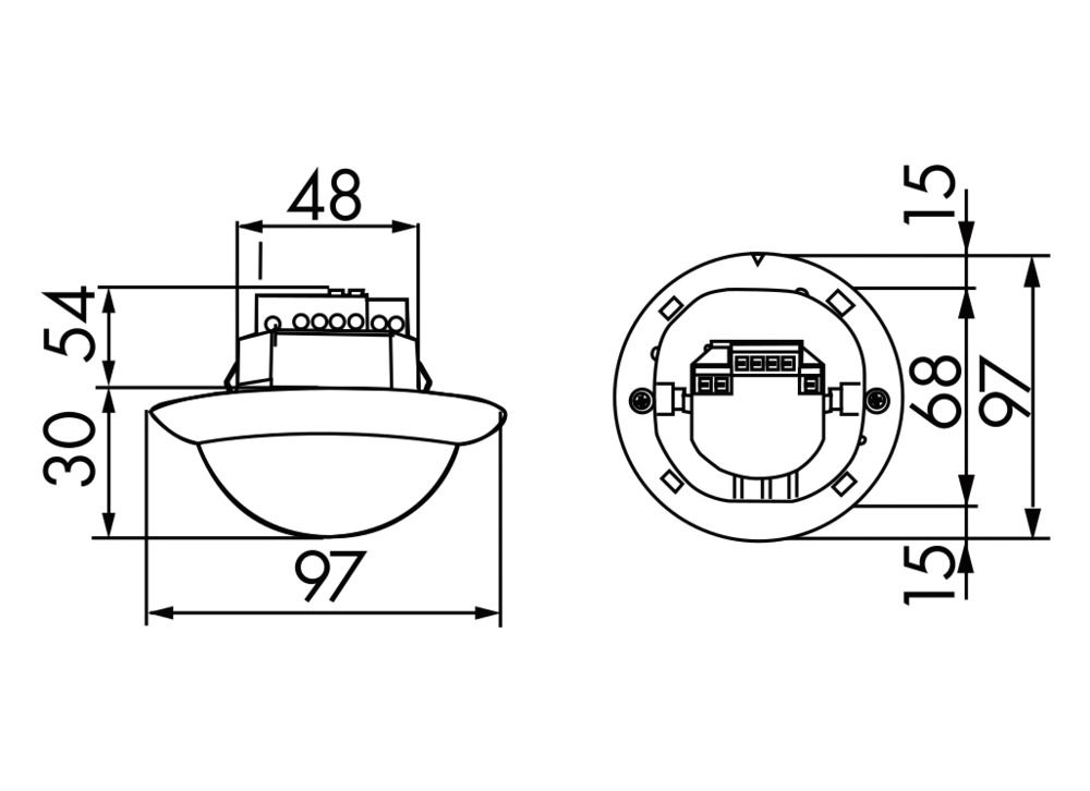 Präsenzmelder UP 360° 110-240V rws glz IP20