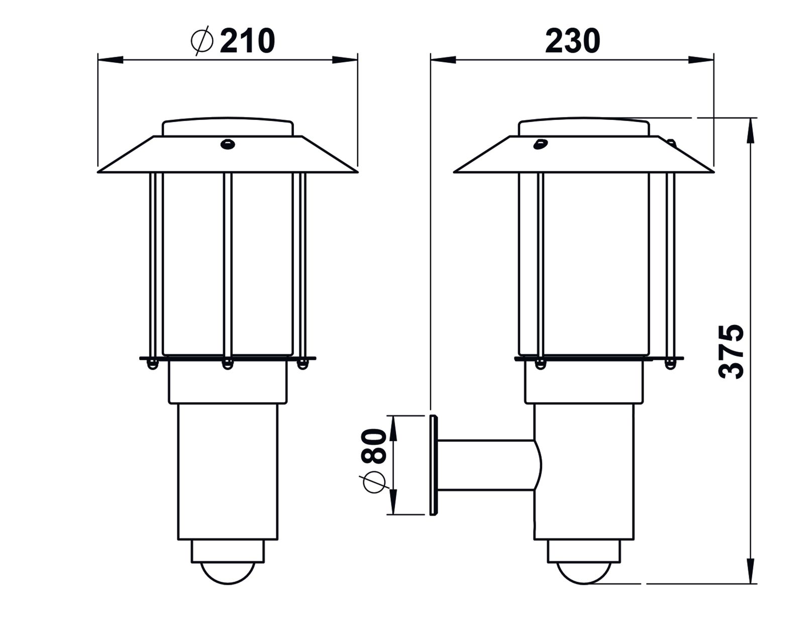 Sensorleuchte 75W HV edst IP44 E27 BWM