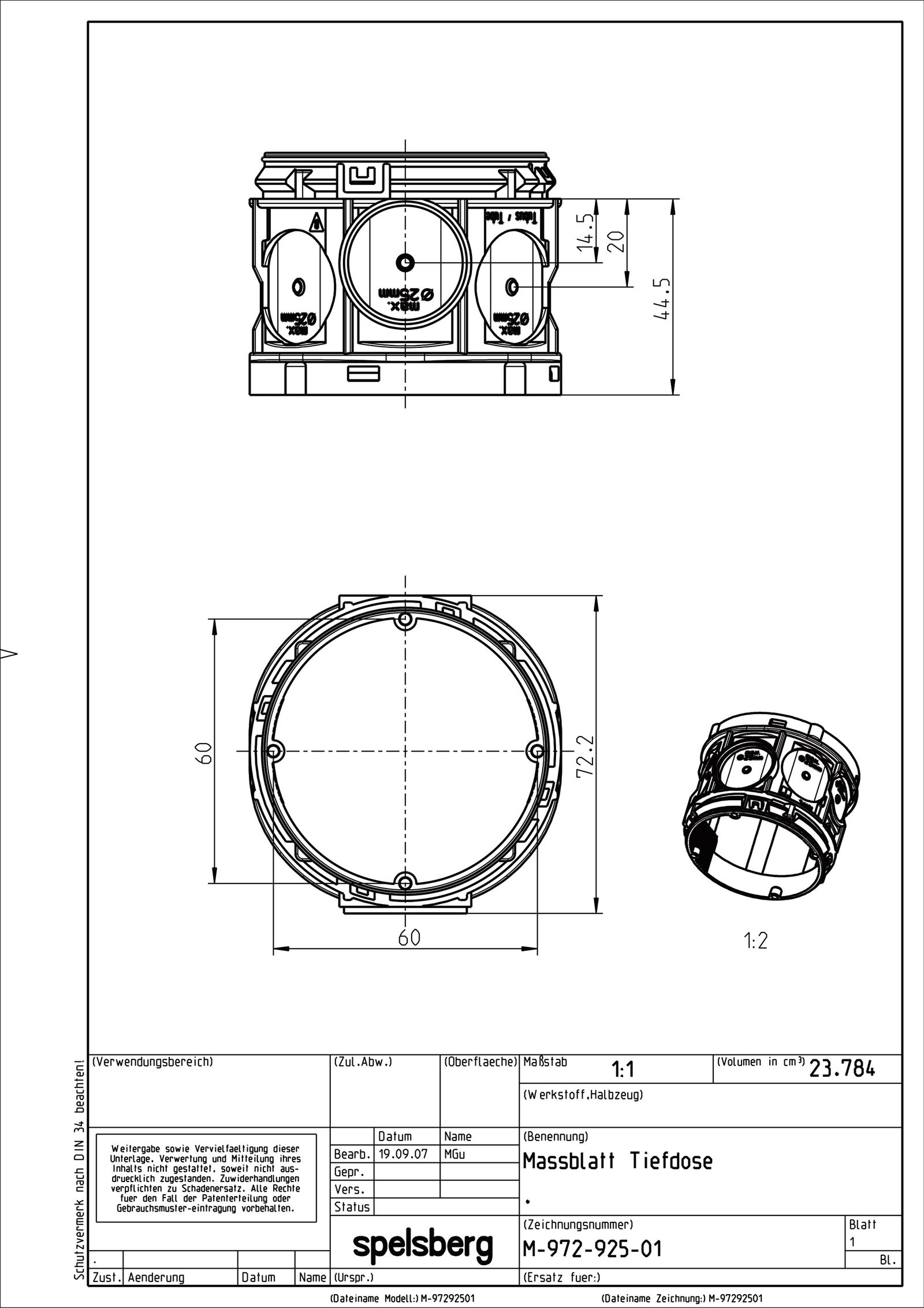 Verbindungsdose Beton luf Kst Luftdicht Ger/VerbDose/kast IP30 quadrat