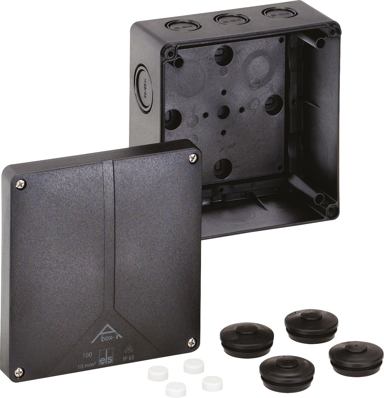 Abzweigdose IP65 10qmm 140x140x79mm sw Kst Wand/Decke hfr