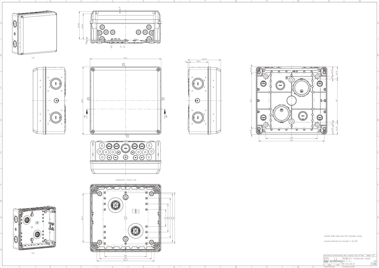 Leergehäuse Kst IP65 B315xH300xT147mm ET122mm geschl
