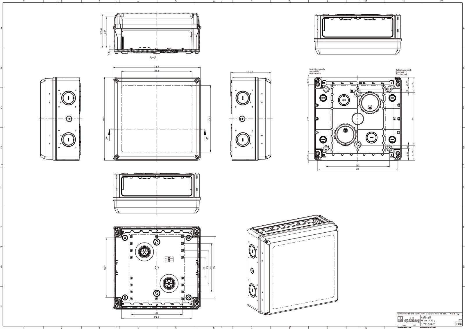 Leergehäuse Kst IP65 B315xH300xT147mm ET122mm geschl