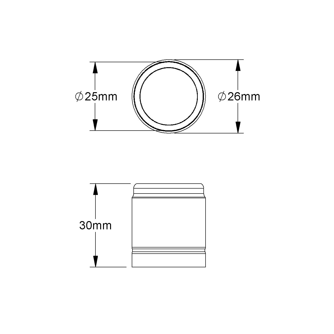 Alu-Steckendtülle Ø25mm