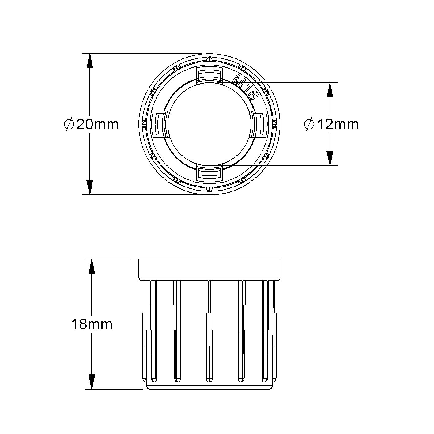 Steckendtülle Kst Ø16mm lgr hfr