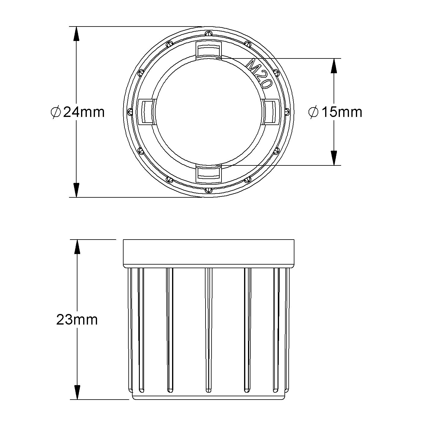 Steckendtülle Kst Ø20mm sw hfr
