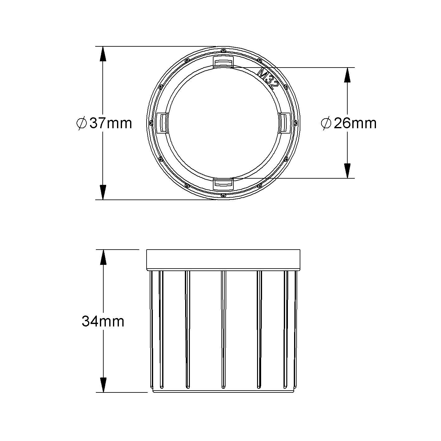 Steckendtülle Kst Ø32mm sw hfr