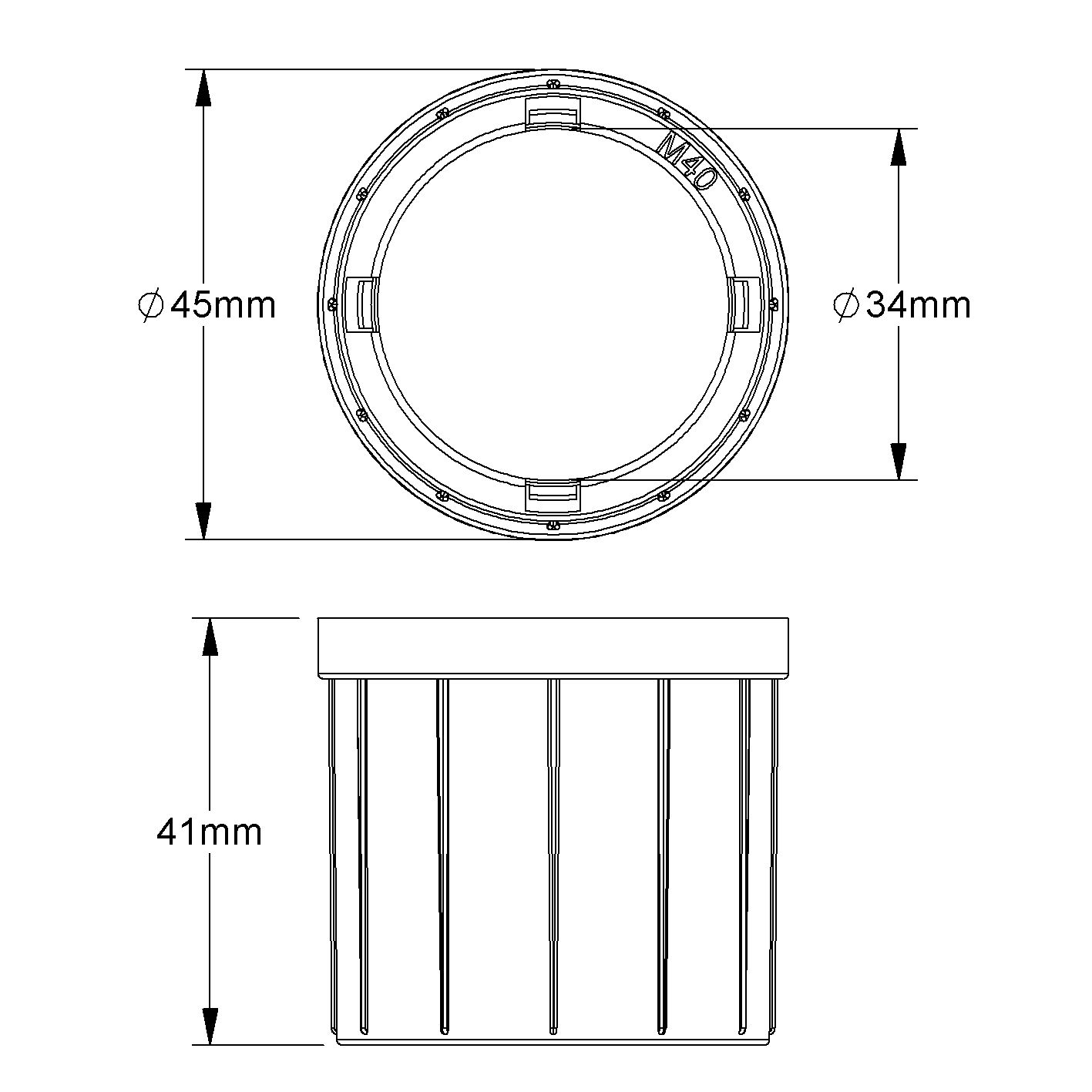 Steckendtülle Kst Ø40mm sw hfr