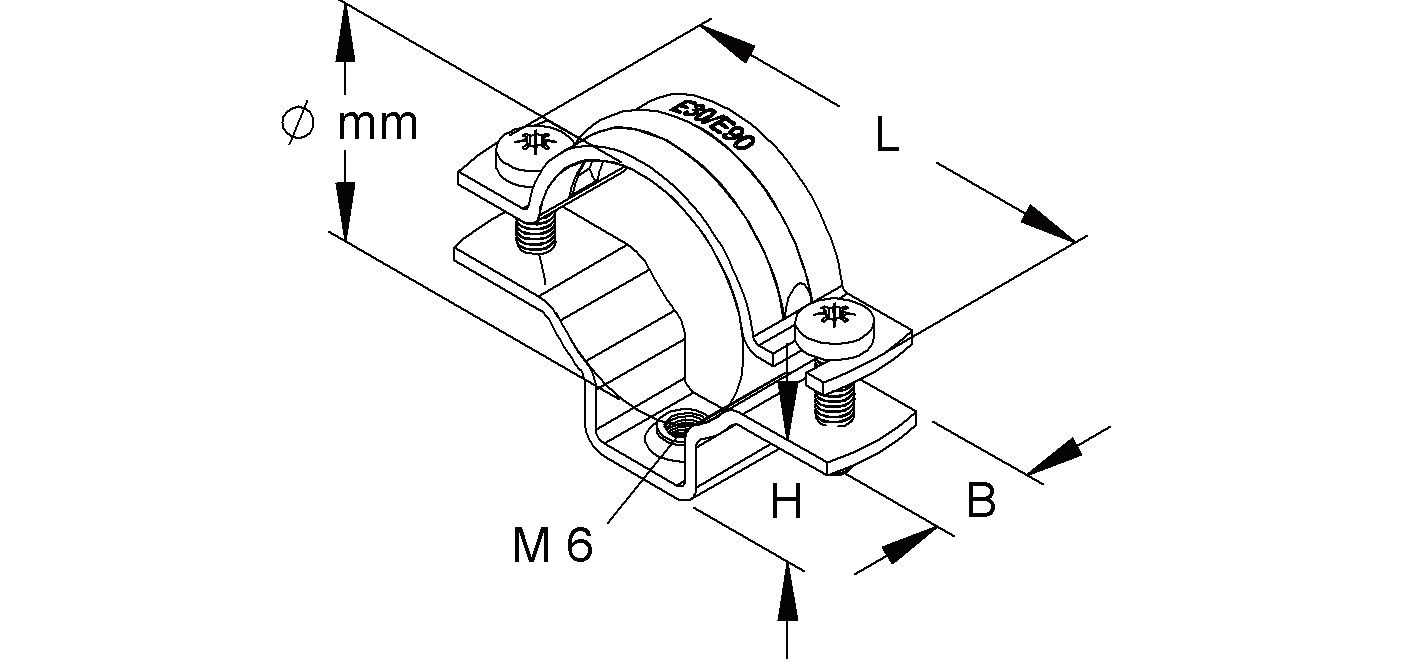 Abstandsschelle 1f Ø16mm zweilappig ST hfr