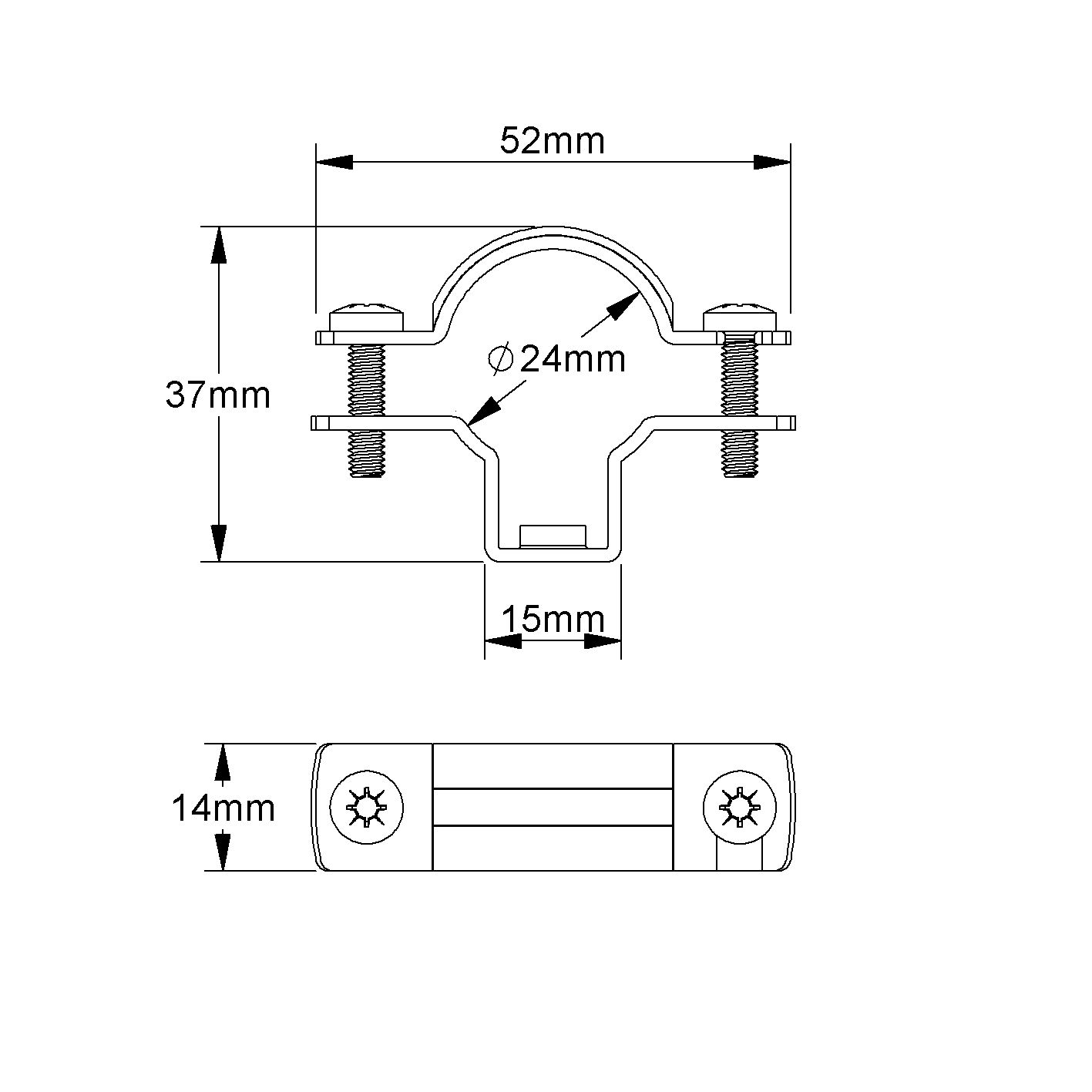 Abstandsschelle 1f Ø20mm zweilappig ST hfr