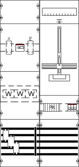 Zähler/Wandlerfeld 125A 1Z 3PBf m.Verdr 3-Punkt-Befestigung 1050x500mm 5p 300mm