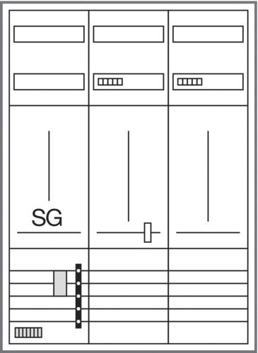 Komplettschrank AP/UP 2Z 1TSG 1stö 3Feld IP44 5p 1100x800x205mm