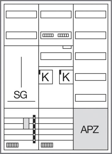 Komplettschrank AP/UP 2Z eHZ 3Feld IP44 SS_5p 1100x800x205mm