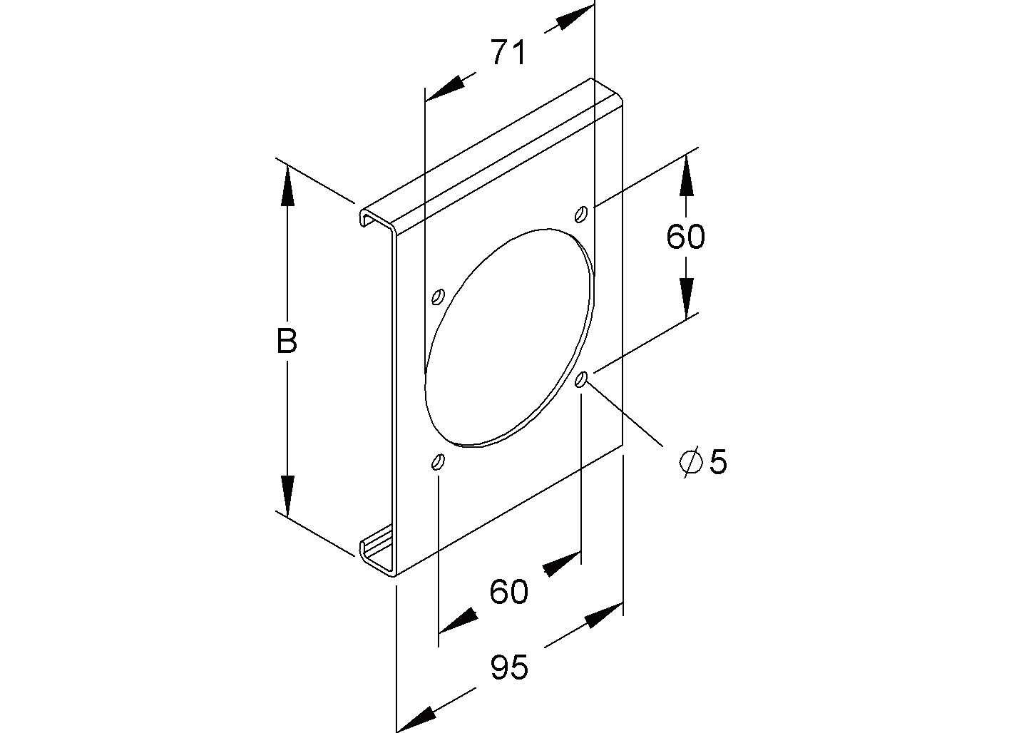 Geräteblende GEB-K 1f 230mm Kst rws CEE60mm