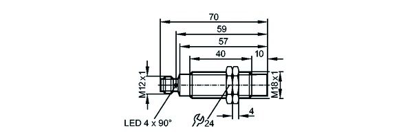 Induktivsensor 10-60V Zylinder_Gew IP67 M12 n.bündig Edst