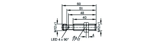 Näherungsschalter ind DC Ø12x60mm 2mm Steck-M12 PNP 10-36V bündig 1000Hz Zyl