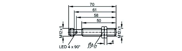 Induktiver Sensor M12x1, DC, PNP, 1S