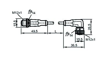 Sensor-Aktorkabel 4p 5m M12 Male ger M12 PUR hfr Polyurethan (PUR)
