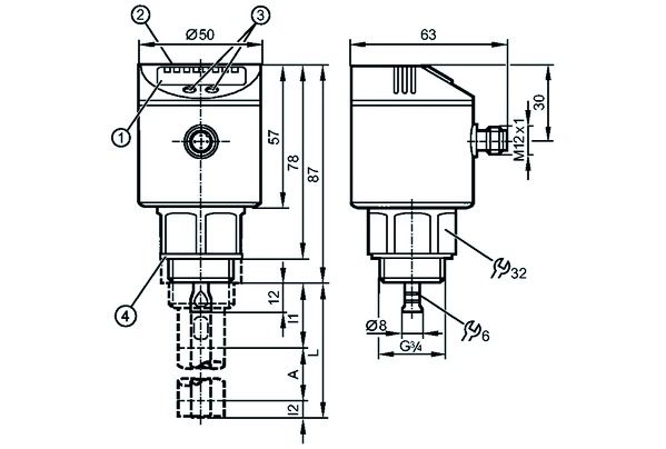 Füllstandsensor 50mm DC, PNP
