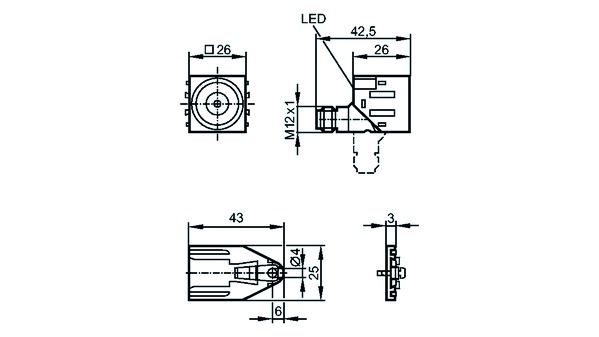Induktivsensor 10-36V 0-8,1mm Quader M12 IP67 bündig Kst