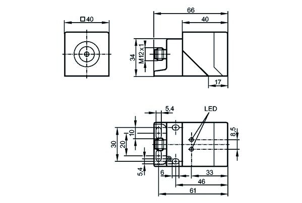 Näherungsschalter ind DC Steck-M12 PNP 20mm 19,2-30V n.bündig Quader