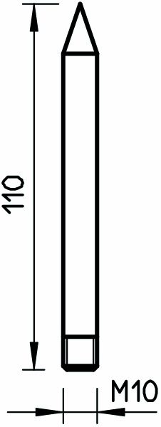 Fangspitze 110mm Ø10mm Rundleiter Alu unbeh