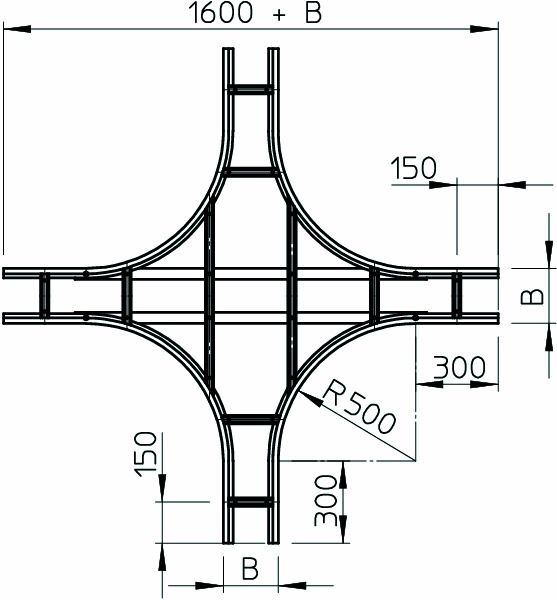 Kreuzstück Kabelleiter 110x300mm Weitsp